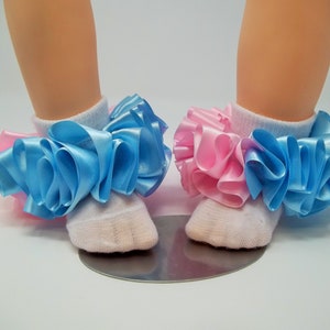 Girls light Pink and  blue ruffle tutu socks/Toddler ruffle socks. Tutu socks Pink and  Blue anklets. Toddlers  ruffle socks