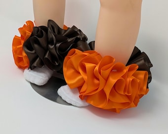 Brown and Orange Ruffle Tutu Socks: Infant & Toddler Anklets