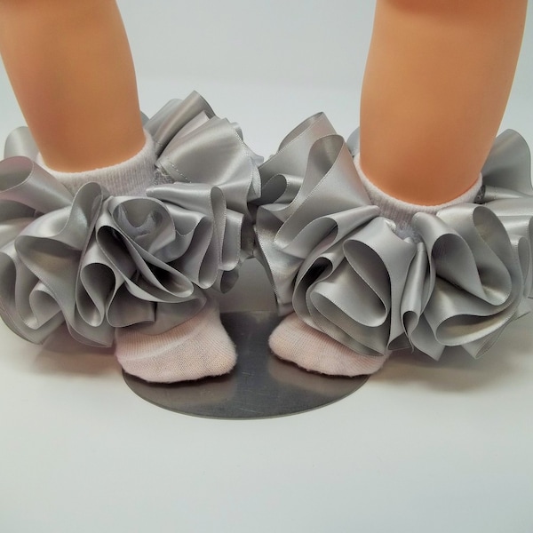 Girls Gray ruffle tutu socks/Toddler ruffle socks. Tutu socks Gray anklets. Toddlers  ruffle socks