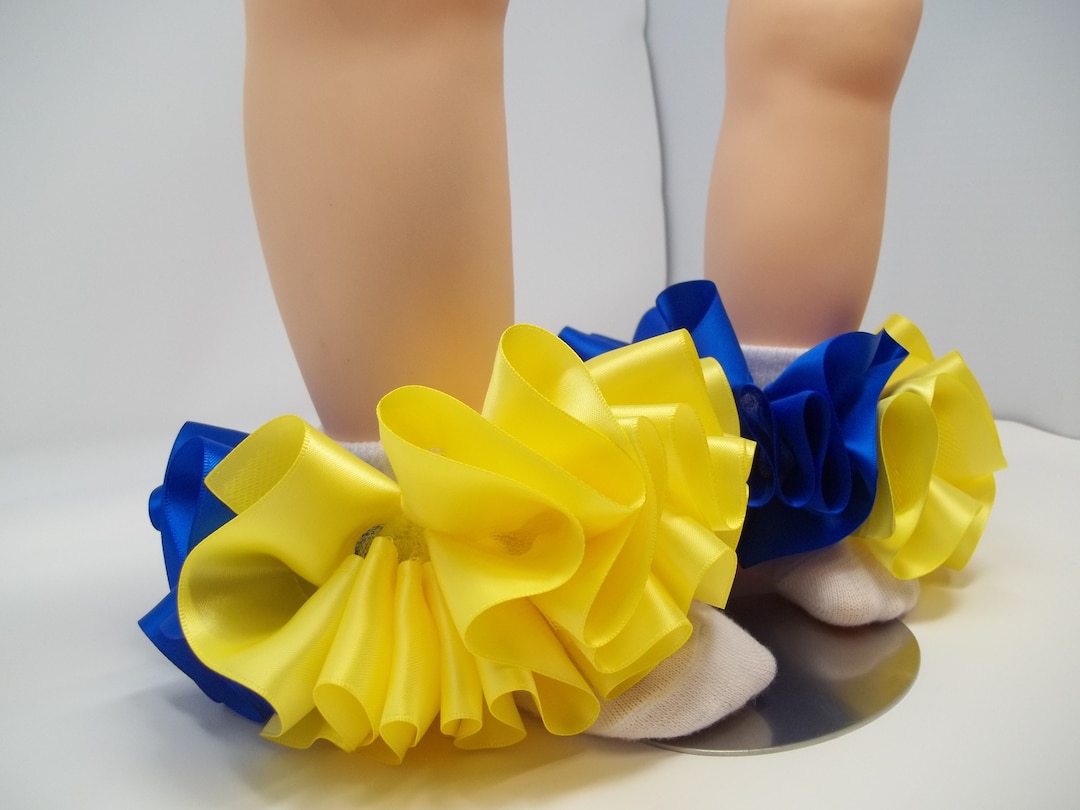 Girls Blue and Yellow Ruffle Tutu Socks/infant Ruffle Socks. Tutu Socks