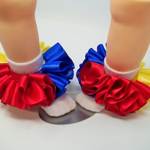 Girls Red, Blue and Yellow ruffle tutu socks/infant ruffle socks. Tutu socks anklets