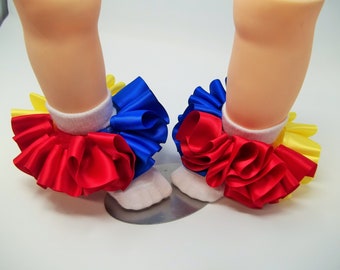Girls Red, Blue, Yellow Ruffle Tutu Socks: Infant Anklets