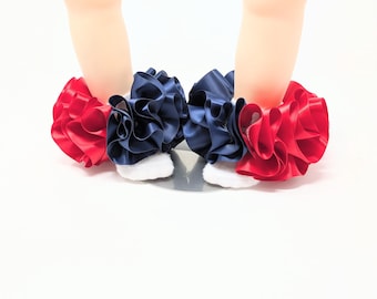 Girls Navy Blue & Red Ruffle Tutu Socks: Infant, Toddler, Kid Sizes