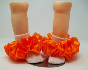 Girls Orange ruffle tutu socks/Toddler ruffle socks. Tutu socks Orange anklets