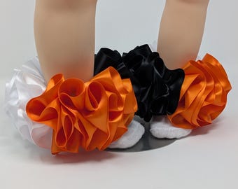 Orange Ruffle Tutu Socks: Black & White Anklets