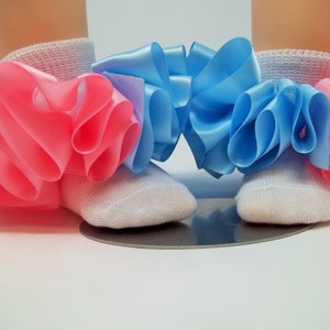 Girls Pink and Blue ruffle tutu socks/Toddler ruffle socks. Tutu socks Blue and Pink anklets. Toddlers  ruffle socks