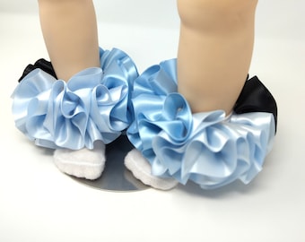 Light Blue, blue and black ruffle tutu socks ruffle socks/infant ruffle socks girls anklets blue and black ruffle socks sockless sock anklet