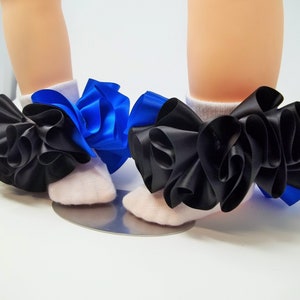 Girls Black and Blue ruffle tutu socks/infant ruffle socks. Tutu socks Black and Blue anklets .Black and Blue ruffle socks