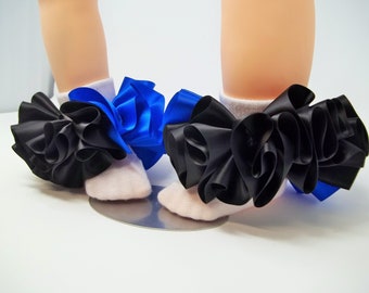 Girls Black and Blue ruffle tutu socks/infant ruffle socks. Tutu socks Black and Blue anklets .Black and Blue ruffle socks