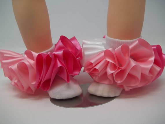 Girls Pink Hot Pink and White Ruffle Tutu Socks toddler Ruffle