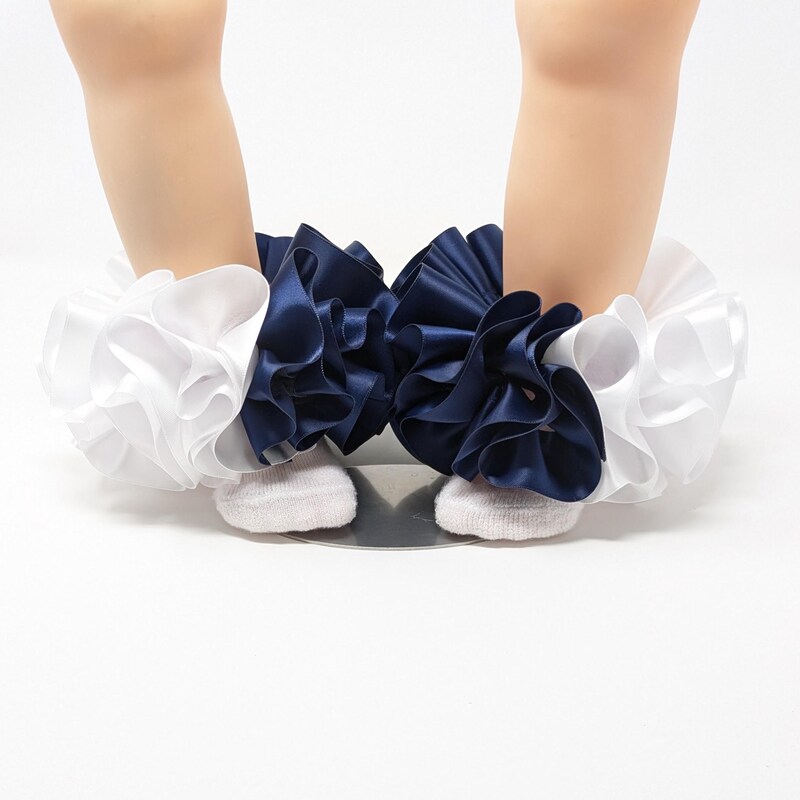 Navy Blue Ruffle Socks - Etsy