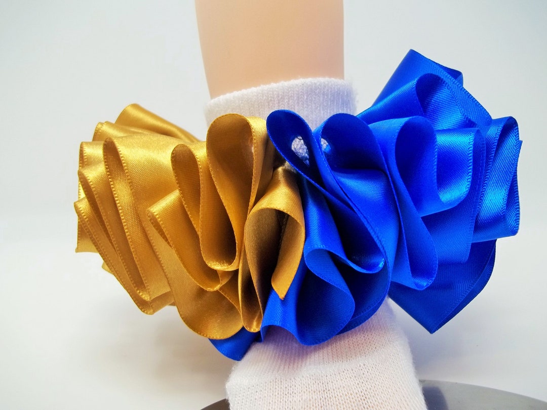 Girls Blue and Gold Ruffle Tutu Socks/infant Ruffle Socks. Tutu Socks