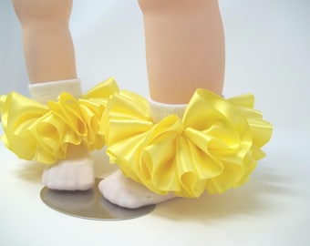 Girls Yellow ruffle tutu socks/infant ruffle socks. Tutu socks Yellow anklets.