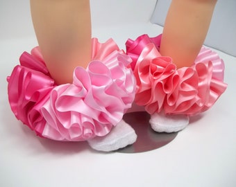 Pink hot pink and light pink Ruffle Tutu Socks: Baby Girl Anklets
