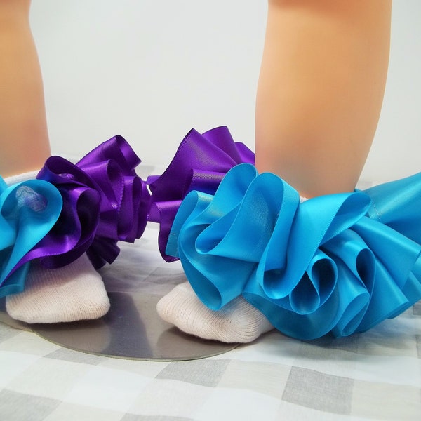 Girls Purple and Turquoise ruffle tutu socks/infant sockless ruffle socks. Tutu socks Purple and Turquoise anklets .Purple and  ruffle socks