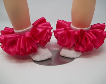 Girls Shocking Pink Ruffle Tutu Socks: Infant & Toddler Anklets