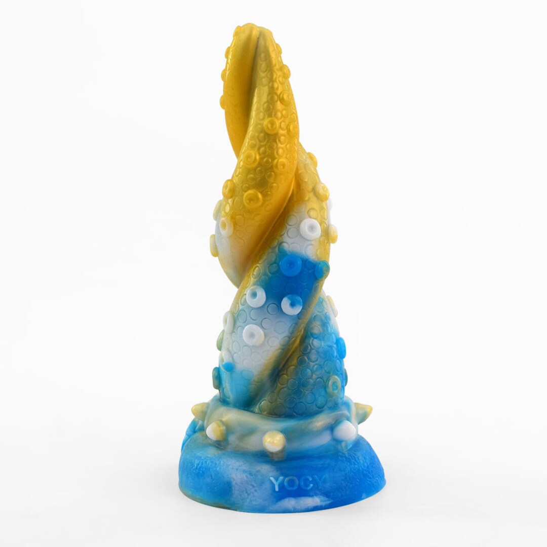 Light Blue and Yellow Silicone Advanced Dildo Men Women Adult Toys