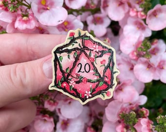 DnD D20 Sakura wooden pin