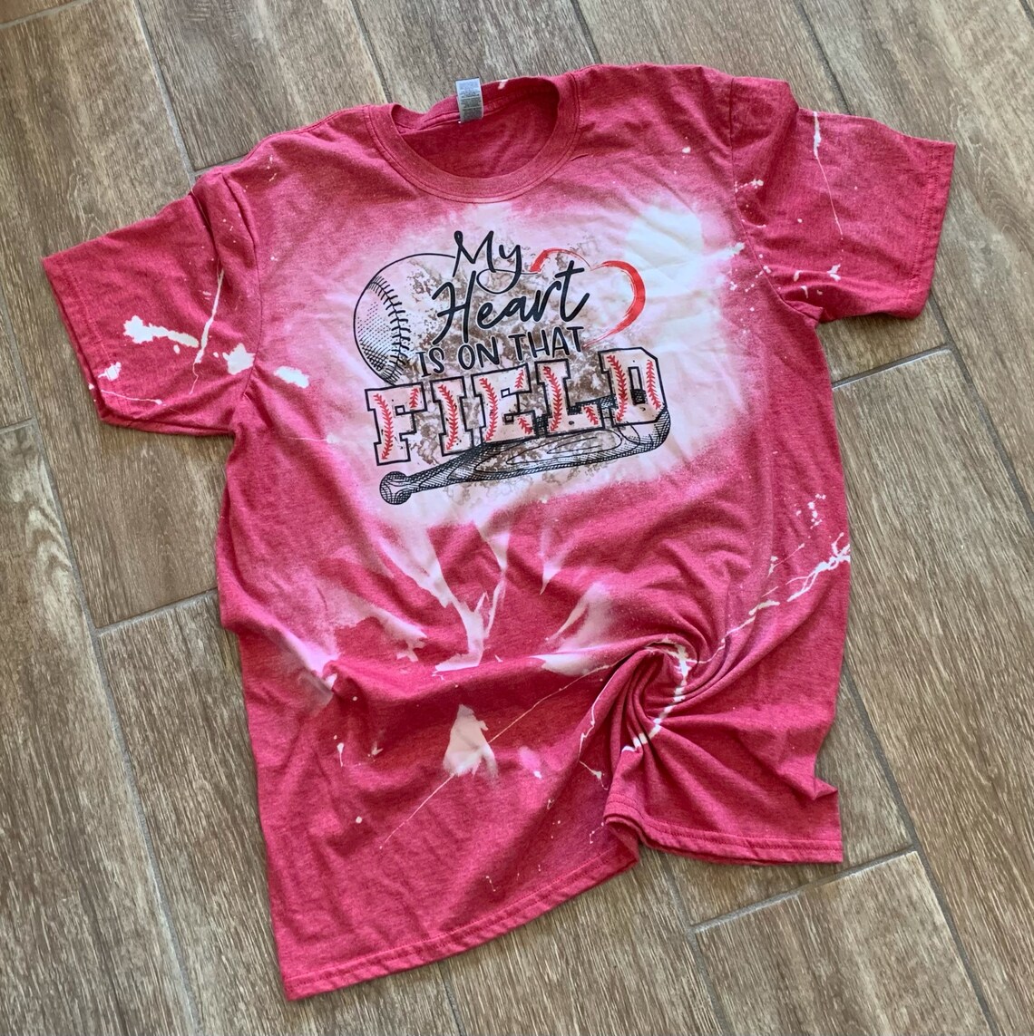 Bleach Splattered My Heart Is On That Field Tee My Heart Is Etsy