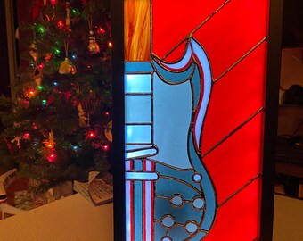 Custom Guitar Stained Glass Light Panel