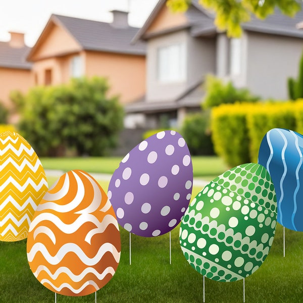 Yard Signs - EASTER EGGS - Party Decoration - Outdoor Weatherproof Lawn Sign