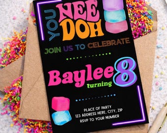 NeeDoh Birthday Invitation | Editable Squishy Party Invite | Kids Sensory Toy Theme | Printable Digital Download