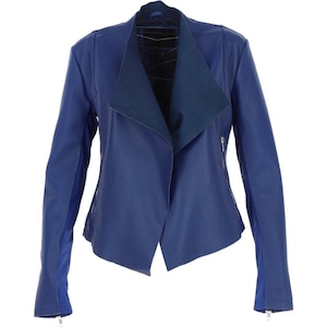 Women&#39;s Blue Leather Jacket/ Genuine Lambskin Leather Antique Fashion Jacket/ Handmade Rare Bridal Jacket/ Ideal Gift For Girlfriend-Wife