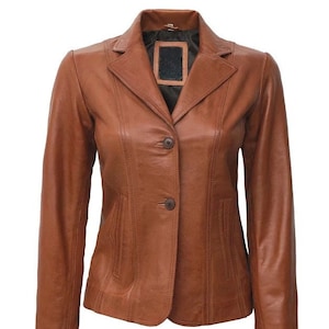 Handmade Italian Vintage Women Brown Leather Jacket : Blazer Jacket Fully Lined