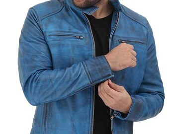 Vintage Cafe Racer Retro Motorcycle Leather Jacket/ Perfecto Vintage Cafe Racer Retro Motorcycle Leather Jacket/ Perfecto