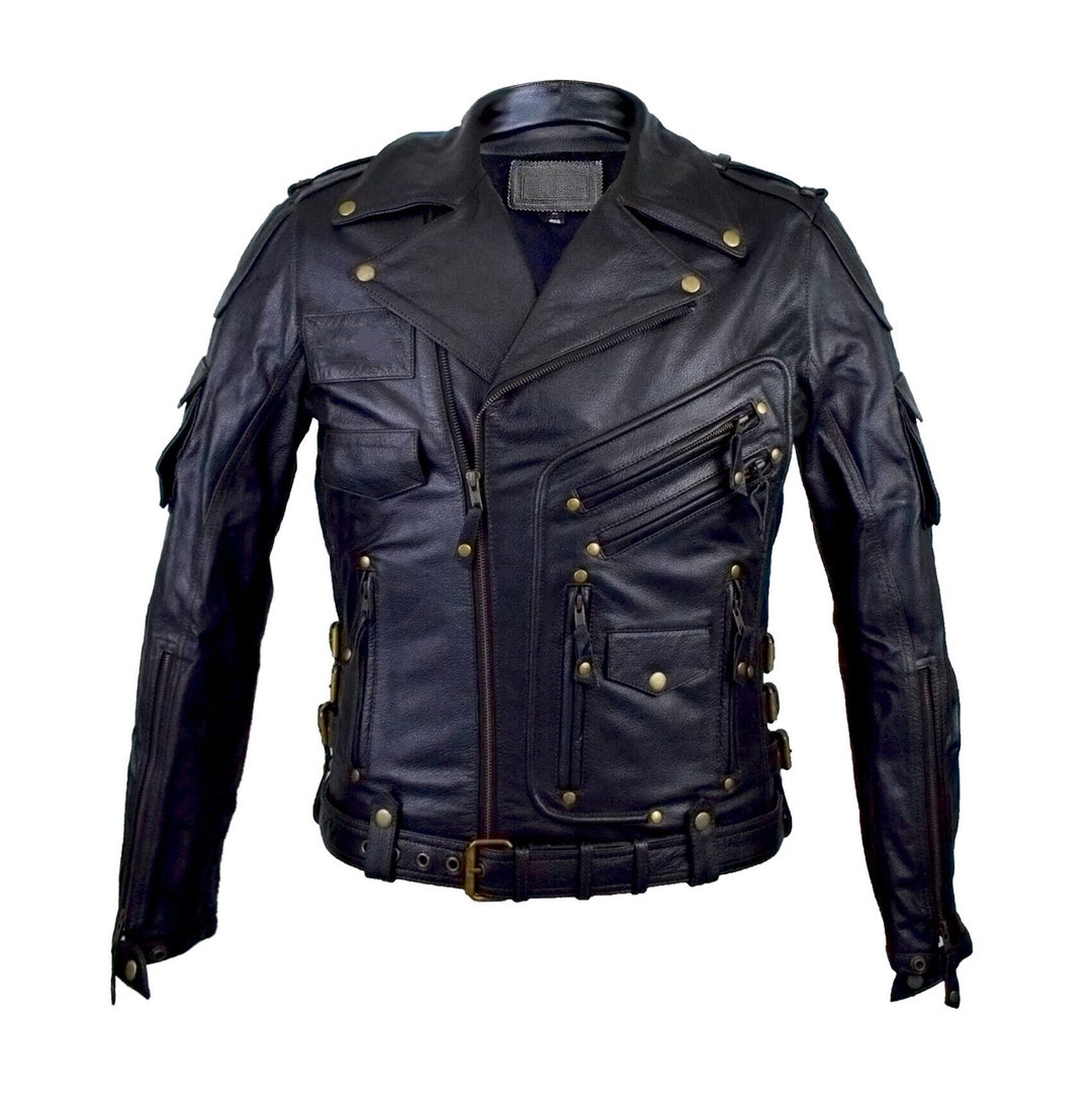 Mens Genuine Leather Jacket Slim Fit Cross Zip Retro Vintage Mens Genuine Leather Jacket Slim Fit Cross Zip Retro Vintage