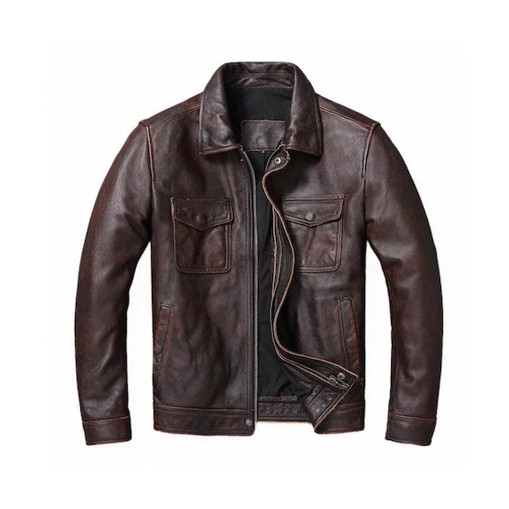 70s Vintage Brown Leather Riders Jacket