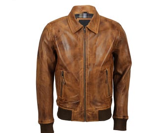 Vintage 1980s Brown Leather Jacket - Men's Chic Retro Blazer (size