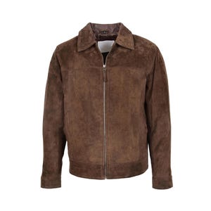 Blouson en cuir suédé fait main vintage des années 70 pour hommes/ Veste camionneur en cuir véritable souple/ Veste en daim souple marron avec poches extérieures/ Blouson aviateur