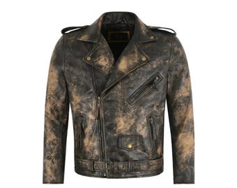 Chaqueta de cuero estilo años 70 para hombre: Chaqueta Cafe Racer hecha a mano