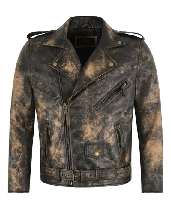 Men's Black Vintage 70s Style Leather Jacket/ Classic Rustin Men's Black Vintage 70s Style Leather Jacket/ Classic Rustin