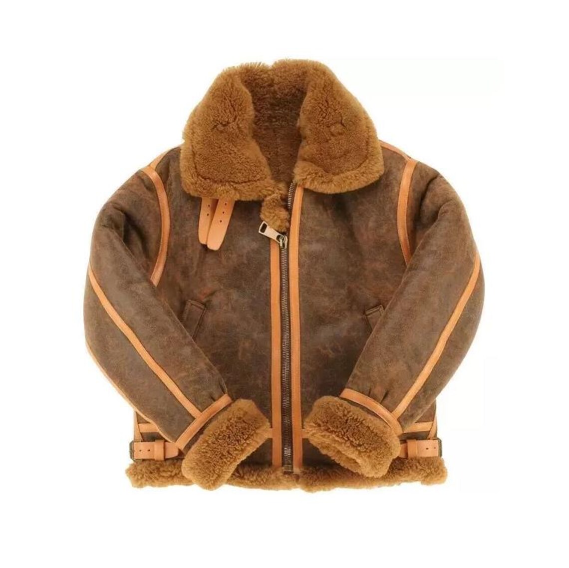 Men's Aviator Shearling Jacket in Soft Leather / Vintage Pilot Style ...
