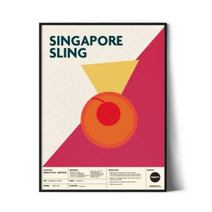 Singapore Sling Cocktail Home Decor Wall Art