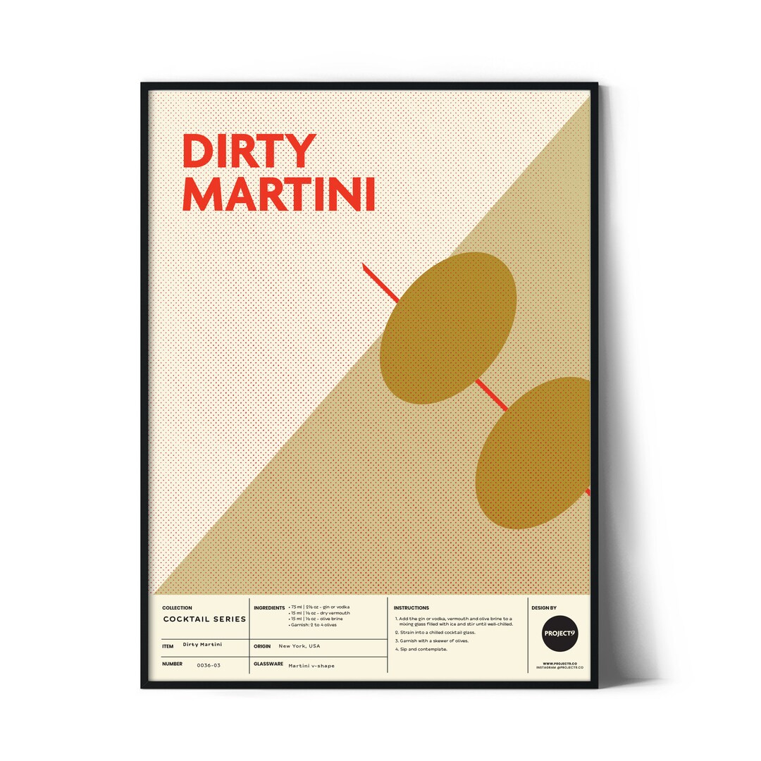 Dirty Martini Cocktail Wall Art Home Decor Wall Art - Etsy