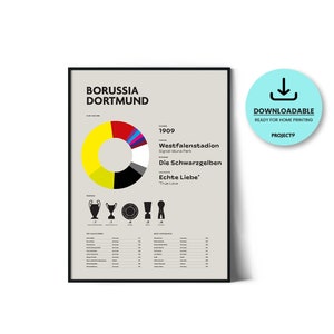 Borussia Dortmund Wall Art Printable: 5 Sizes - BVB Soccer Decor