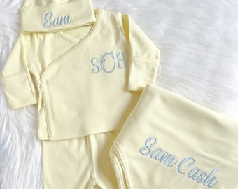 Coming Home Outfit Gender Neutral Yellow, Newborn Two Piece Outfit  you can personalized Baby perfect for gift, Newborn Coming Home Outfit