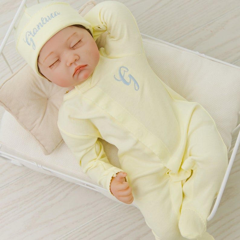 Neutral gender newborn baby clothes.