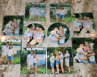 Personal photo coasters, Glass or Ceramic, Round or Square.