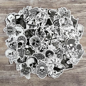 Black and White GOTH Sticker Pack, 10, 20, 50, Vinyl, Waterproof  for Laptop, Phone, Water bottle, Planner, Hydroflask, MacBook Stickers