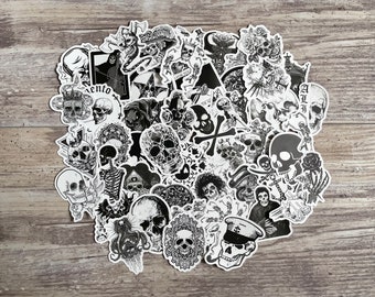 Pegatinas góticas en blanco y negro, vinilos impermeables.