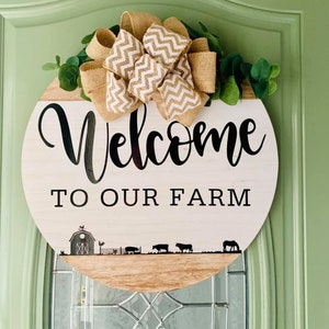 Welcome to the Farm door sign, wooden door hanger, door sign, wood sign