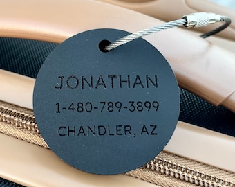 Luggage Tags Personalized, Backpack Tag, Bag Tags, Round Name Tags, Personalized ID Tags, Custom Luggage Tag, Travel Accessories, 1/4" Thick