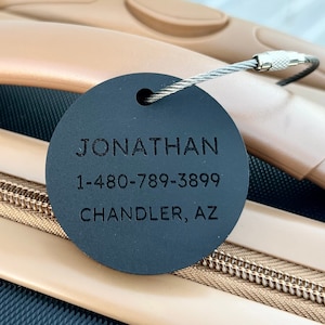 Luggage Tags Personalized, Backpack Tag, Bag Tags, Round Name Tags, Personalized ID Tags, Custom Luggage Tag, Travel Accessories, 1/4" Thick