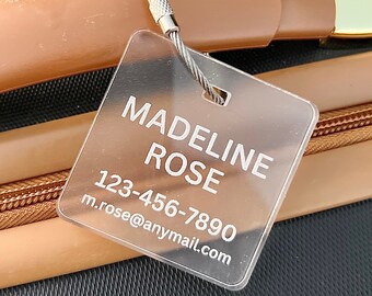 Luggage Tags Personalized, Backpack Tag, Bag Tags, Neon Tag, Personalized ID Tags, Custom Luggage Tag, Travel Accessories, Square 1/4" Thick