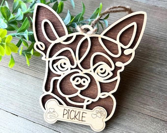 Custom Dog Ornament, Dog Ornament Personalized, Dog Breed Ornament, Line Art Dog Ornament, Dog Christmas Tree Ornament, Painted Dog Ornament