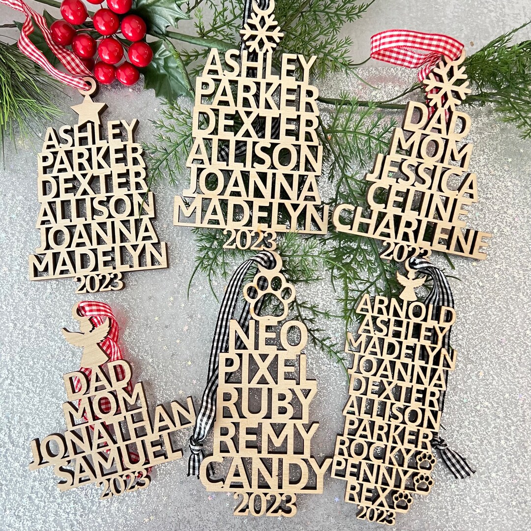 Name Ornament, Personalized Family Tree Ornament, Family Name Christmas ...